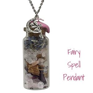 Magic Fairy Spell Pendant Necklace Whimsical Witchy Goth Hand Crafted NWT OS